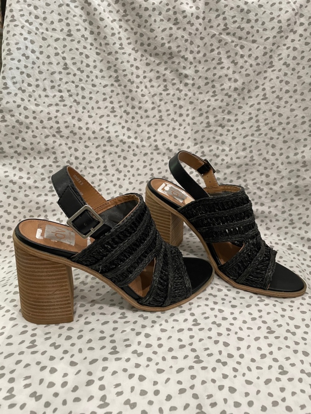Dolce Vita Black Braided Strap Block Heel Sandals - Women